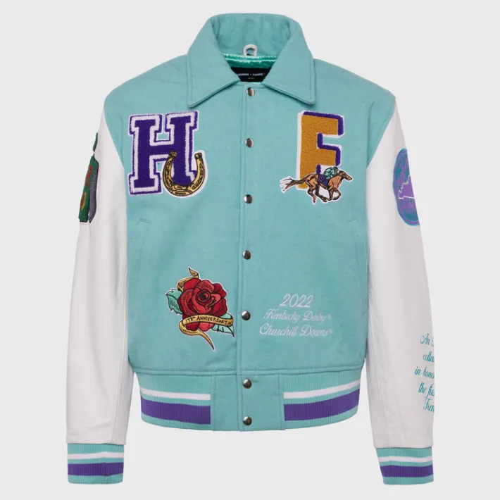 Online Homme + Femme 148 Letterman Jacket Teal
