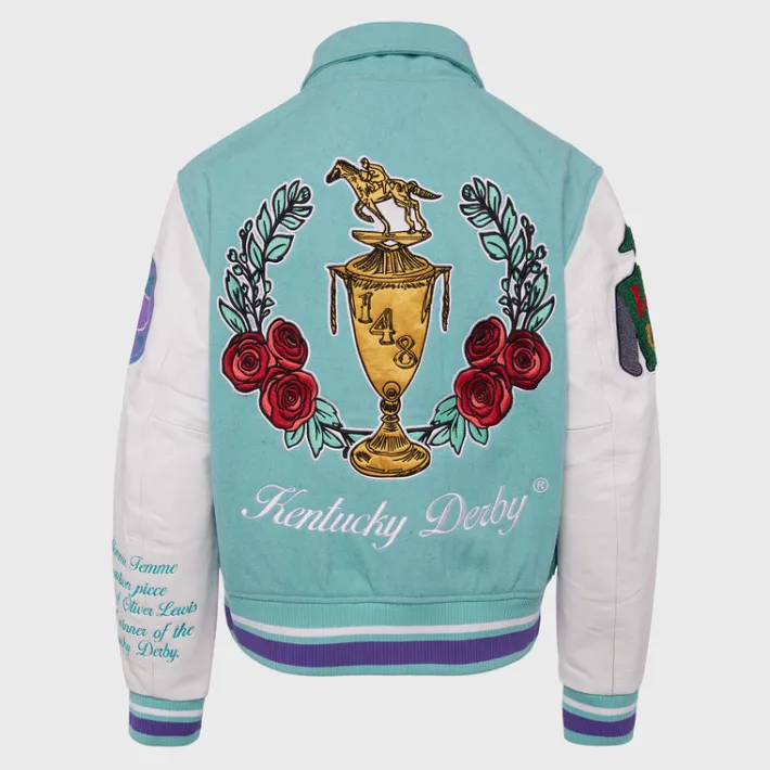 Online Homme + Femme 148 Letterman Jacket Teal