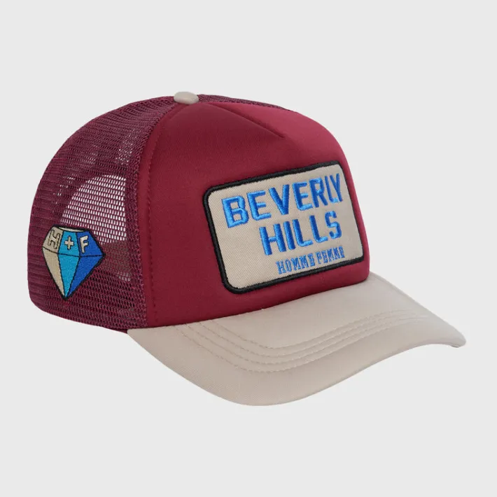 Discount Homme + Femme Beverly Hills Trucker Hat Maroon