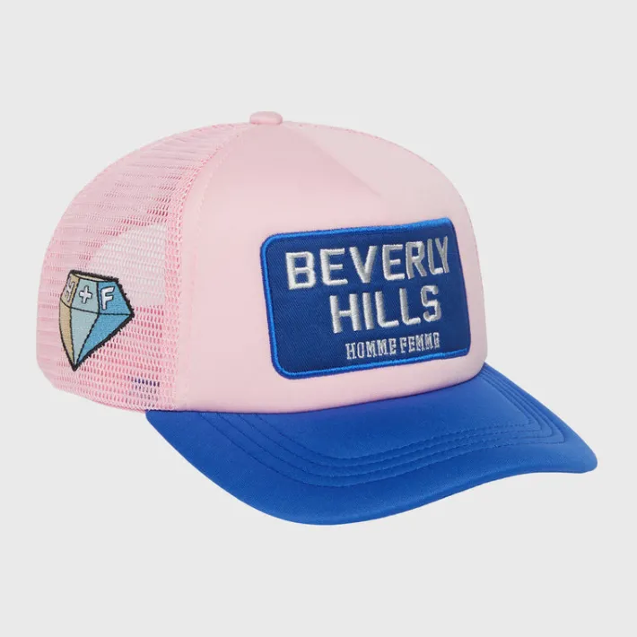 Discount Homme + Femme Beverly Hills Trucker Hat Pink