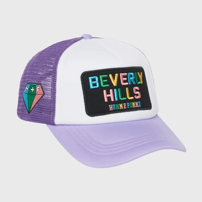 New Homme + Femme Beverly Hills Trucker Hat Purple