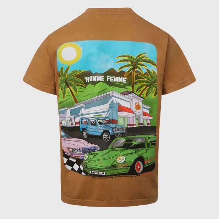 Clearance Homme + Femme Burgers and Benz Tee Brown