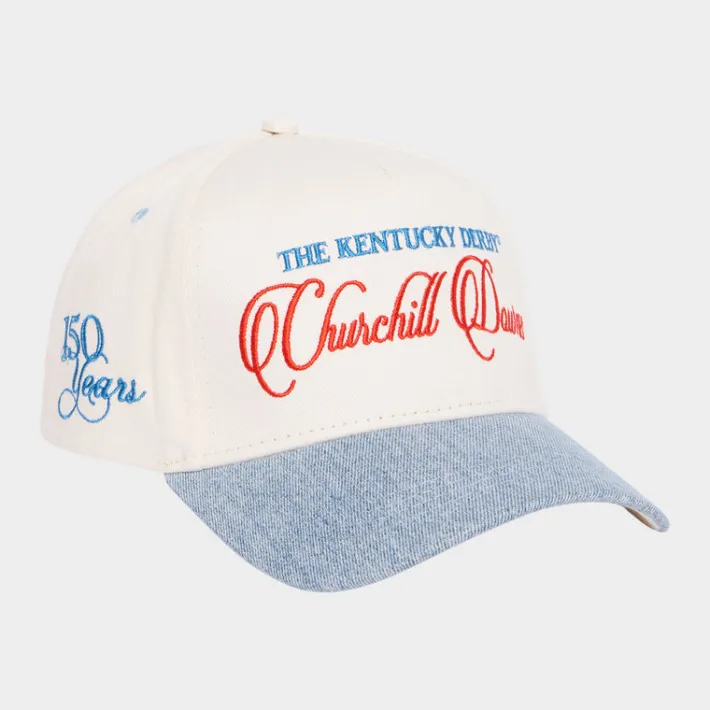 Hot Homme + Femme Churchill Downs 150th Denim Strap back Hat blue