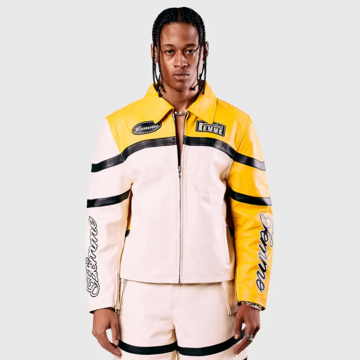 Outlet Homme + Femme Classic Moto Jacket Yellow