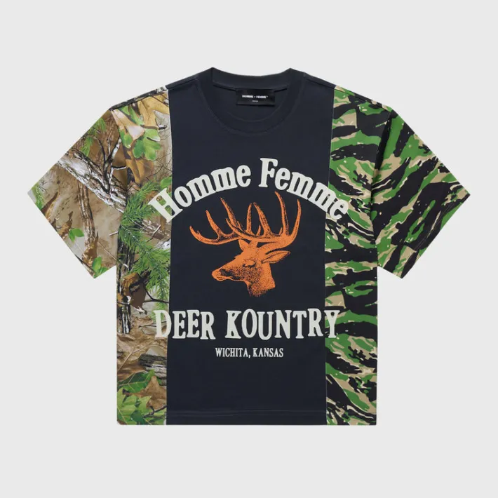 Hot Homme + Femme Deer Camo Split Tee Black