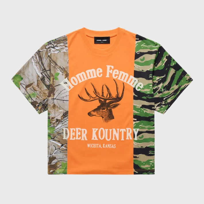 Discount Homme + Femme Deer Camo Split Tee Orange