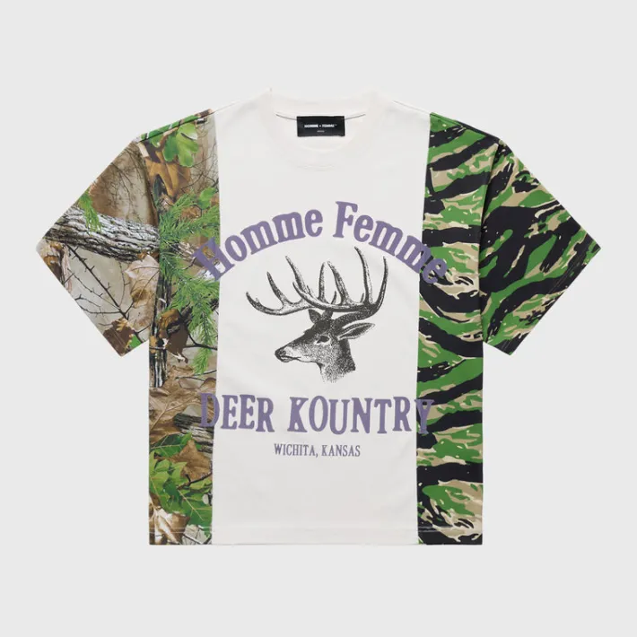 Sale Homme + Femme Deer Camo Split Tee White