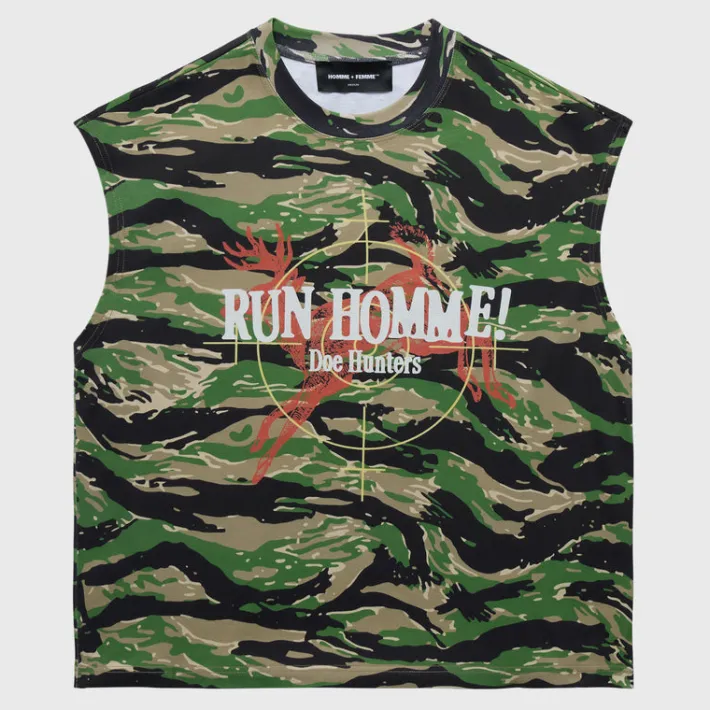 Fashion Homme + Femme Deer Country Cut Off Tee Camo