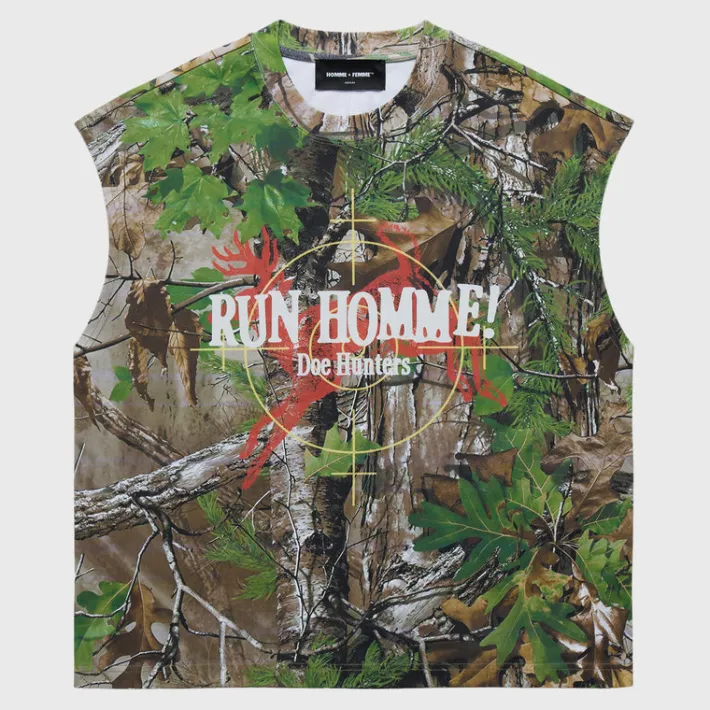 Online Homme + Femme Deer Country Cut Off Tee Real Tree