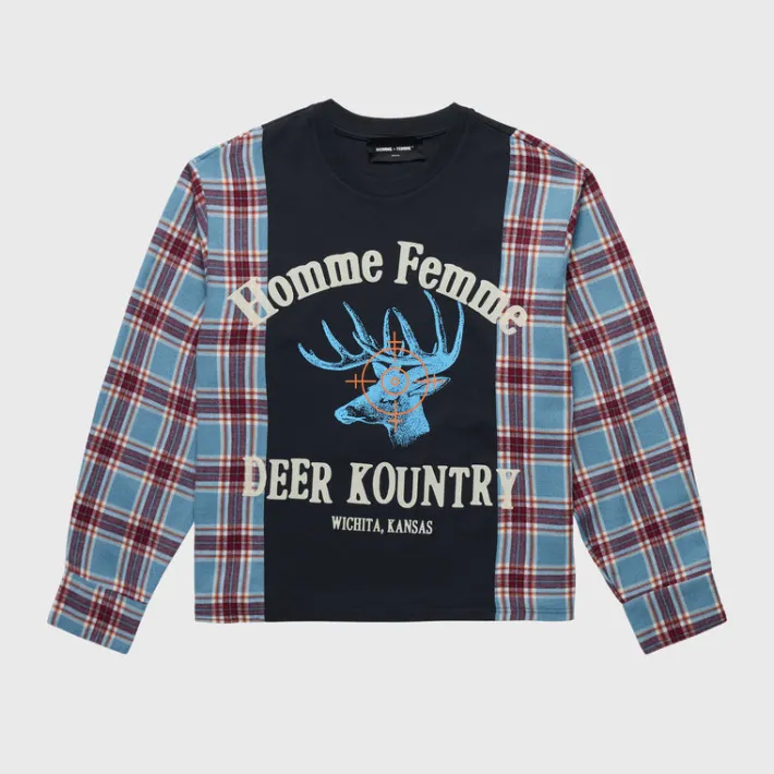 Fashion Homme + Femme Deer Country Flannel Tee Black