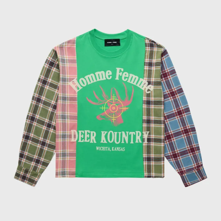 Sale Homme + Femme Deer Country Flannel Tee Green