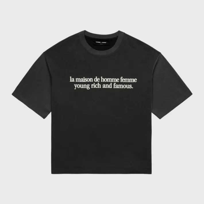 Fashion Homme + Femme Destroyed Maison Cropped Tee Black