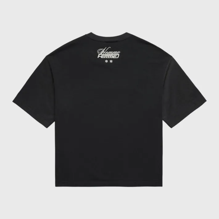 Fashion Homme + Femme Destroyed Maison Cropped Tee Black