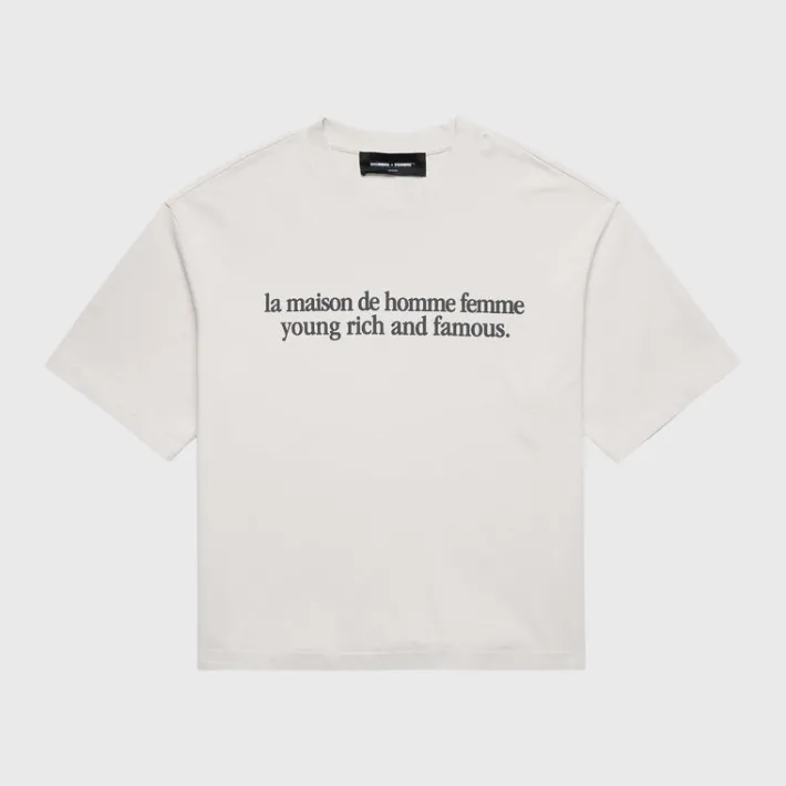 Hot Homme + Femme Destroyed Maison Cropped Tee White