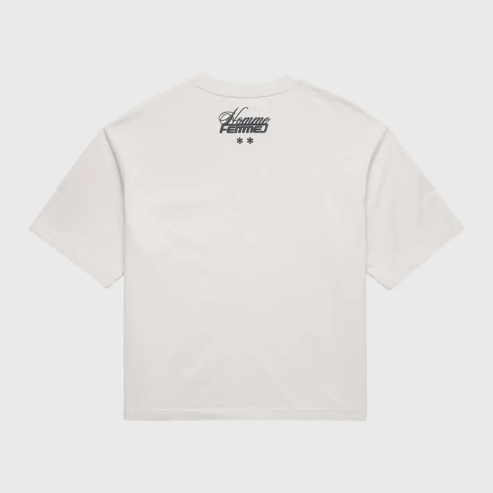 Hot Homme + Femme Destroyed Maison Cropped Tee White