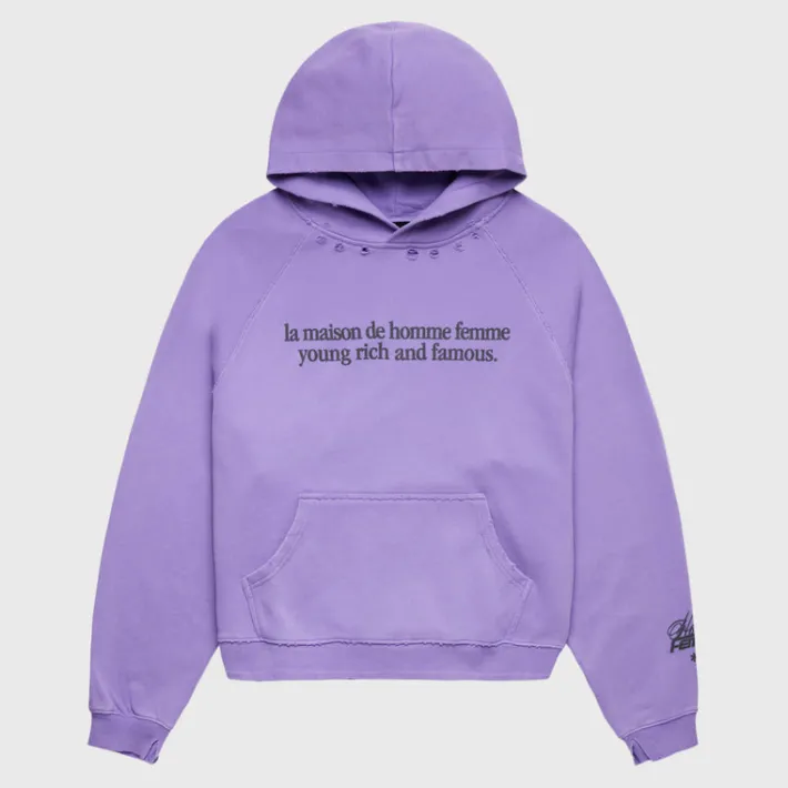 Online Homme + Femme Destroyed Maison Hoodie Purple