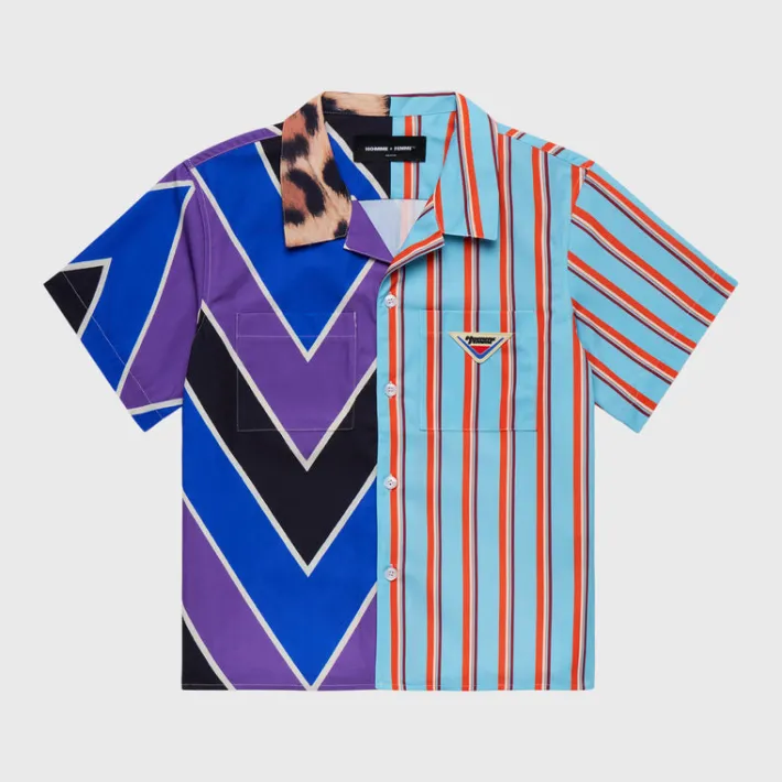 New Homme + Femme Double Pattern Button Down Purple