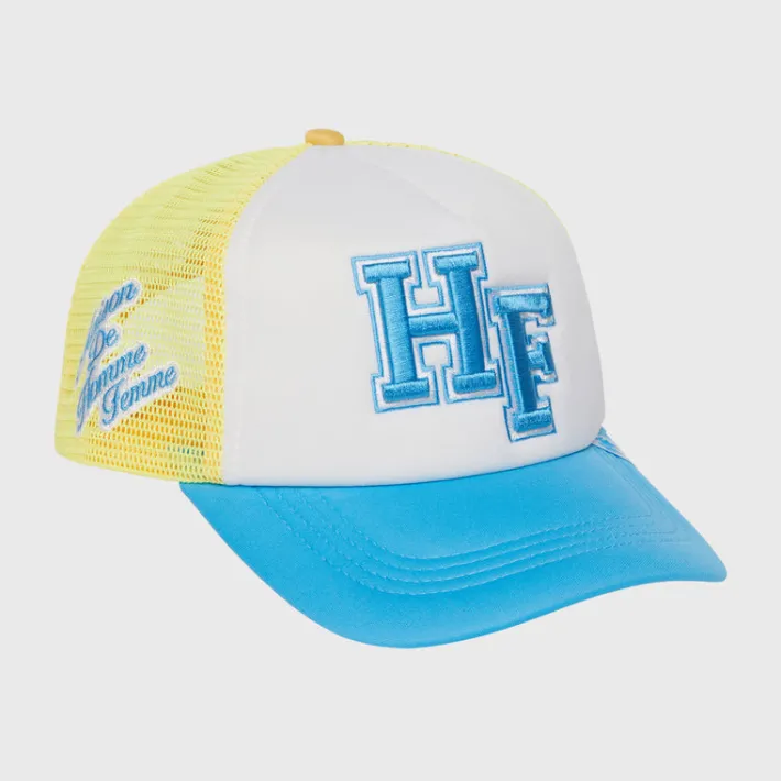 Sale Homme + Femme HF Letterman Trucker Hat Blue and Yellow