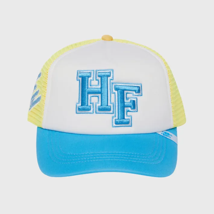 Sale Homme + Femme HF Letterman Trucker Hat Blue and Yellow