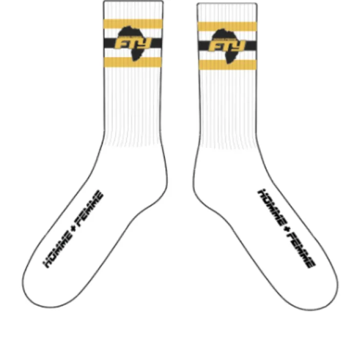 Online Homme + Femme HF x FTY Diaspora Socks White/Yellow