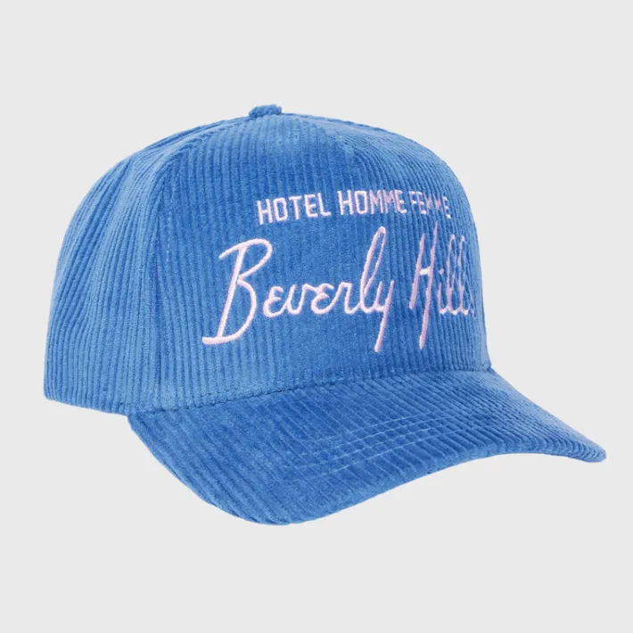 Hot Homme + Femme Homme Hotel Corduroy Hat Blue and Pink