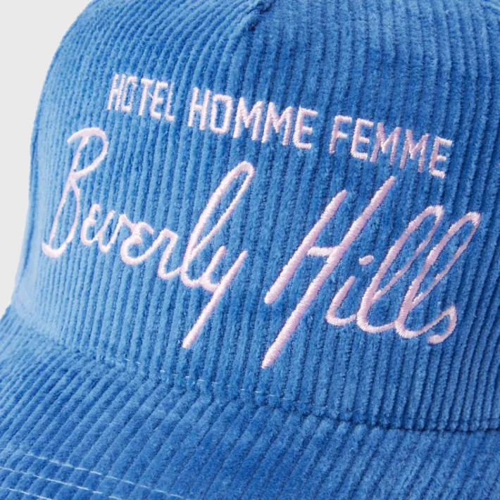 Hot Homme + Femme Homme Hotel Corduroy Hat Blue and Pink