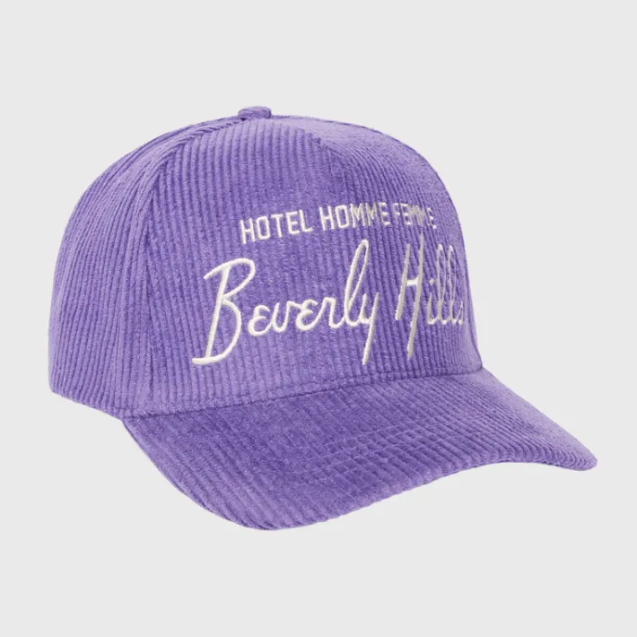 Online Homme + Femme Homme Hotel Corduroy Hat Purple and Cream