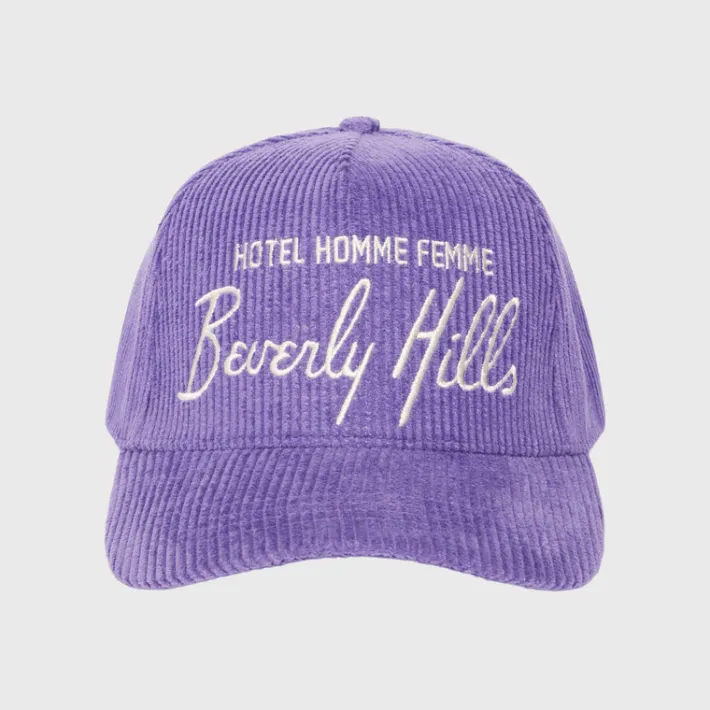 Online Homme + Femme Homme Hotel Corduroy Hat Purple and Cream