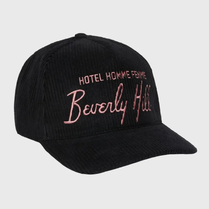 Sale Homme + Femme Homme Hotel Corduroy Hat Black and Pink