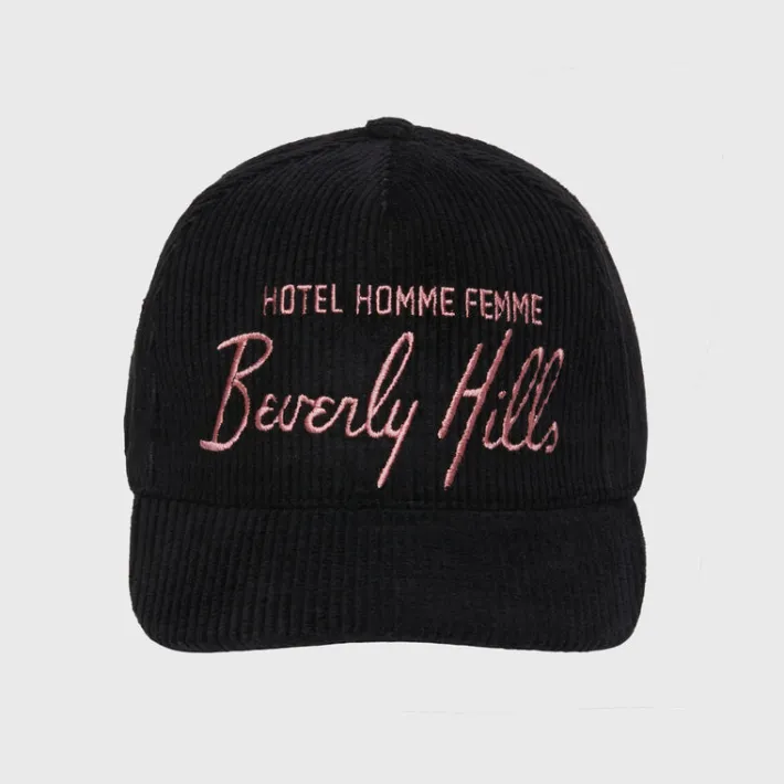 Sale Homme + Femme Homme Hotel Corduroy Hat Black and Pink