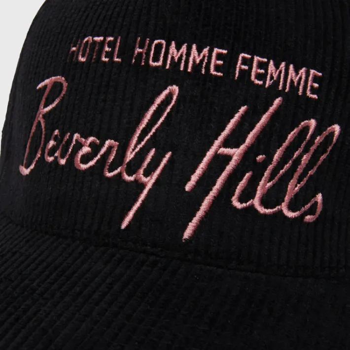 Sale Homme + Femme Homme Hotel Corduroy Hat Black and Pink