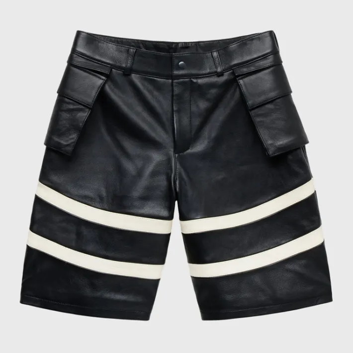 Clearance Homme + Femme Leather Bourne Shorts Black