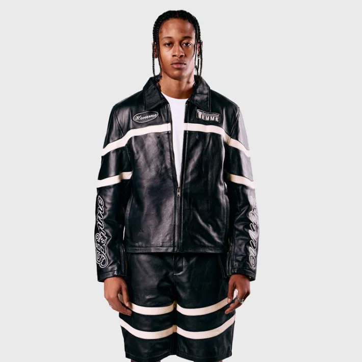 Clearance Homme + Femme Leather Bourne Shorts Black