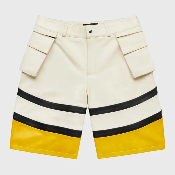 New Homme + Femme Leather Bourne Shorts Yellow
