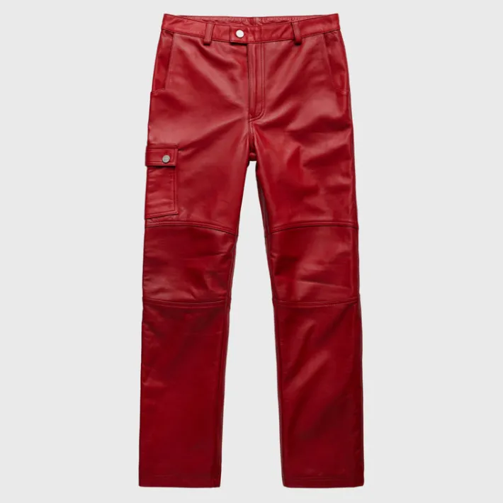 Fashion Homme + Femme Leather Cargo Pant Red