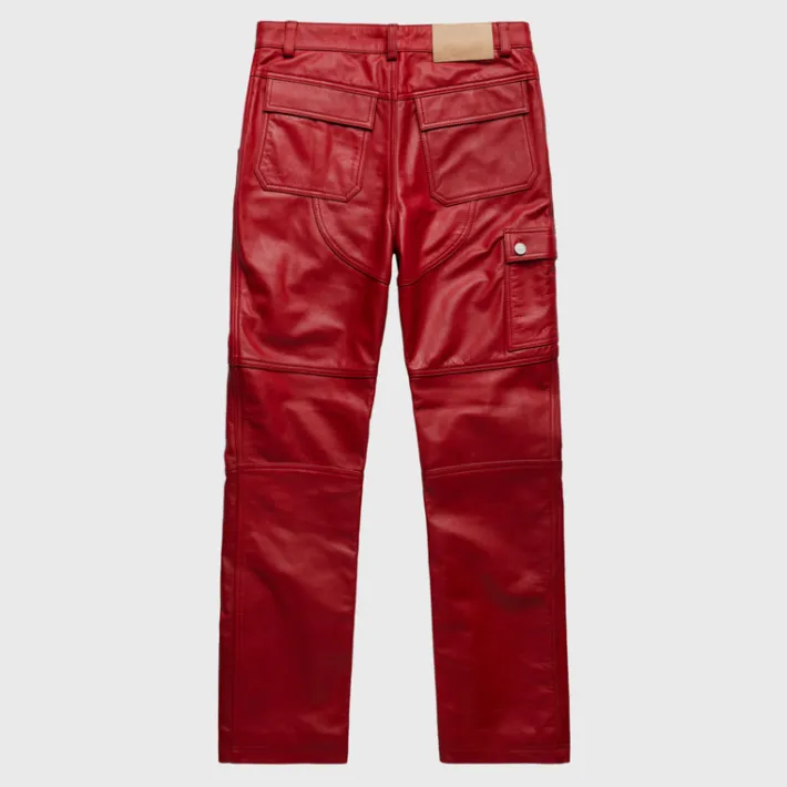 Fashion Homme + Femme Leather Cargo Pant Red