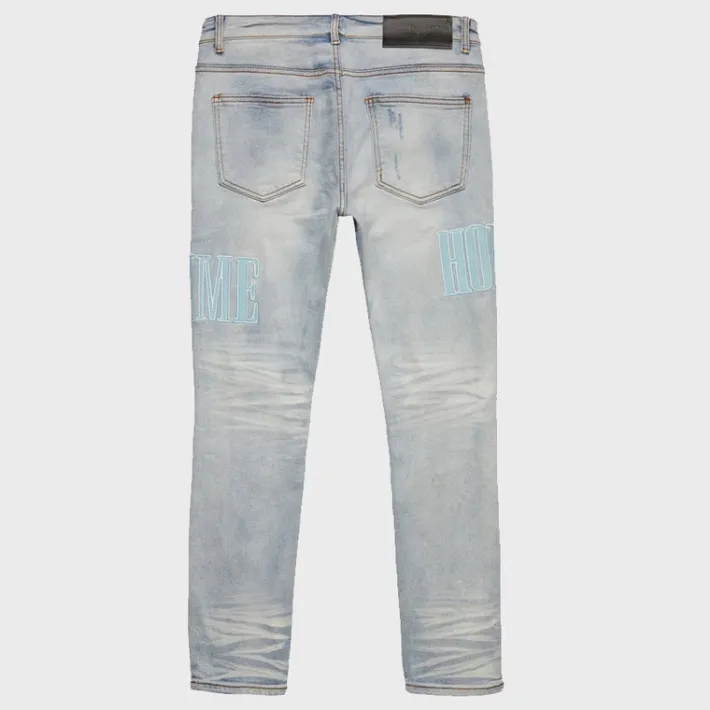 New Homme + Femme Letterman Denim Blue With Baby Blue Letters