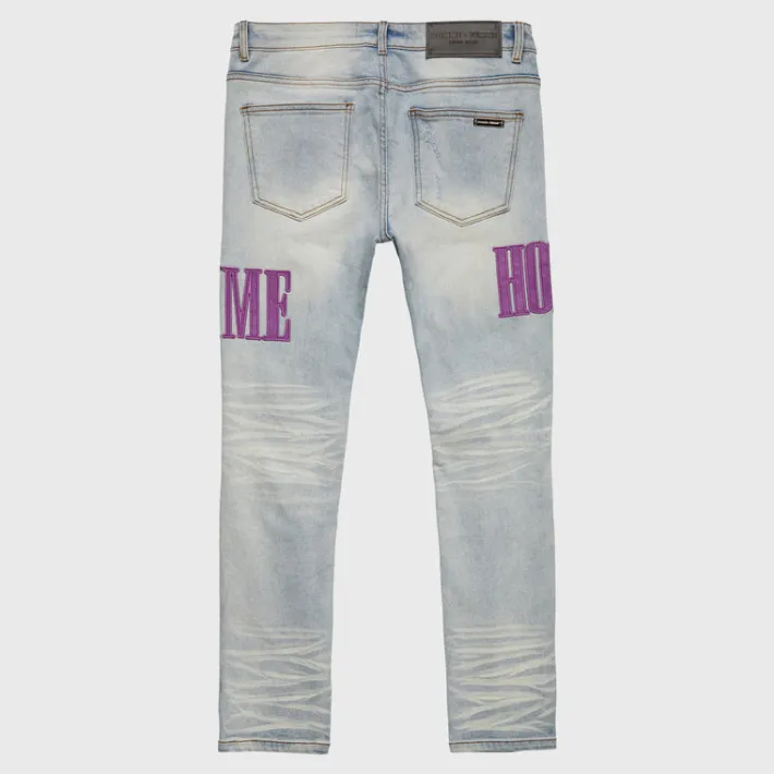 Best Homme + Femme Letterman Denim Blue With Purple Letters