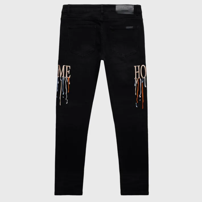 Hot Homme + Femme Letterman Drip Denim Black With Brown Letters