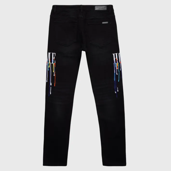 Online Homme + Femme Letterman Drip Denim Black With White Letters