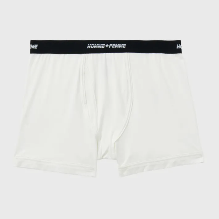 Fashion Homme + Femme Logo Boxers 2 Pack White