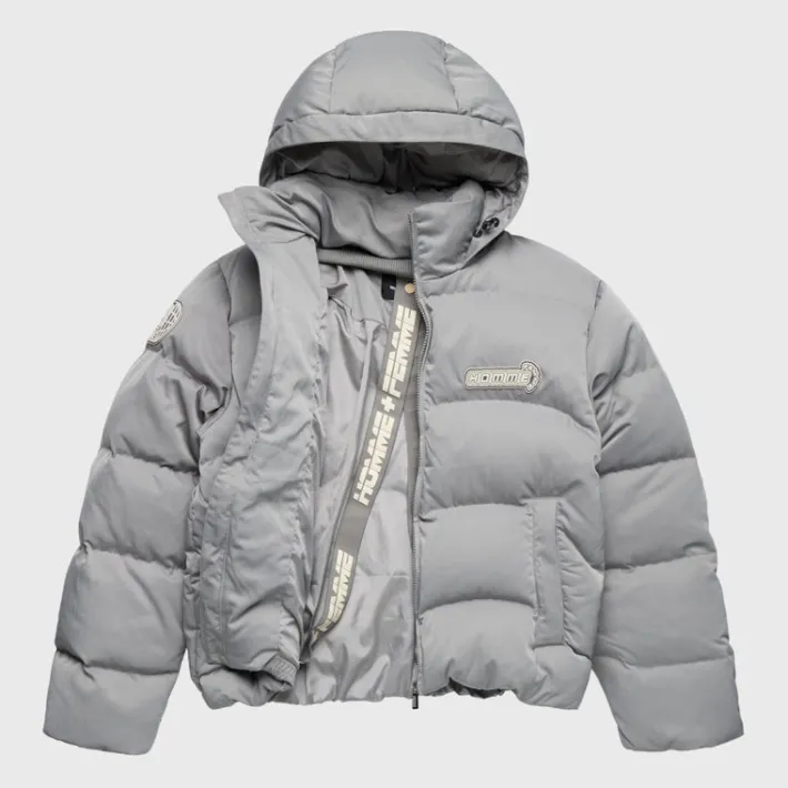 Online Homme + Femme London Down Puffer Jacket Grey