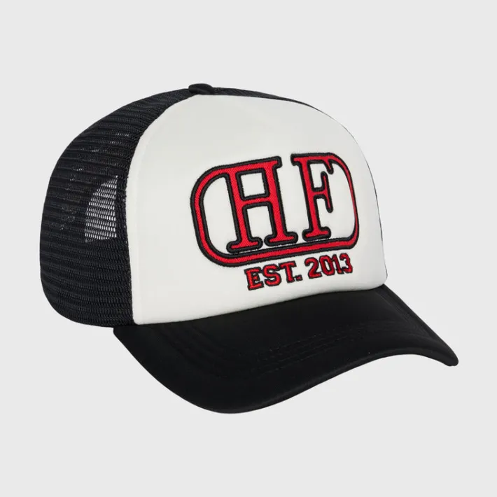 Sale Homme + Femme Medallion Trucker Hat Black and White