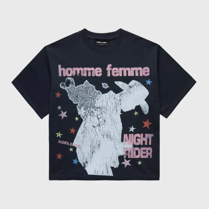 Hot Homme + Femme Night Rider Cropped Tee Black
