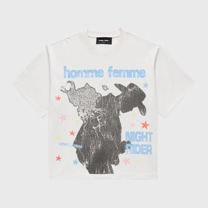 Outlet Homme + Femme Night Rider Cropped Tee White