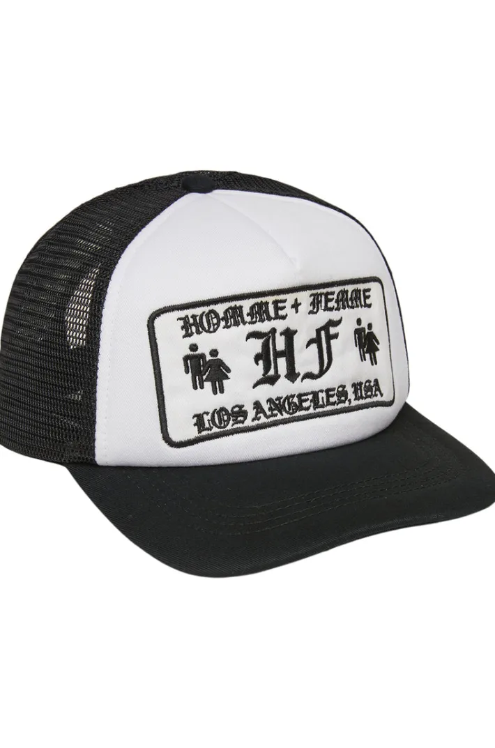 New Homme + Femme Old English Logo Trucker White