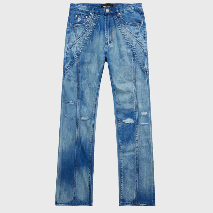 Clearance Homme + Femme Panel Wash Denim Blue