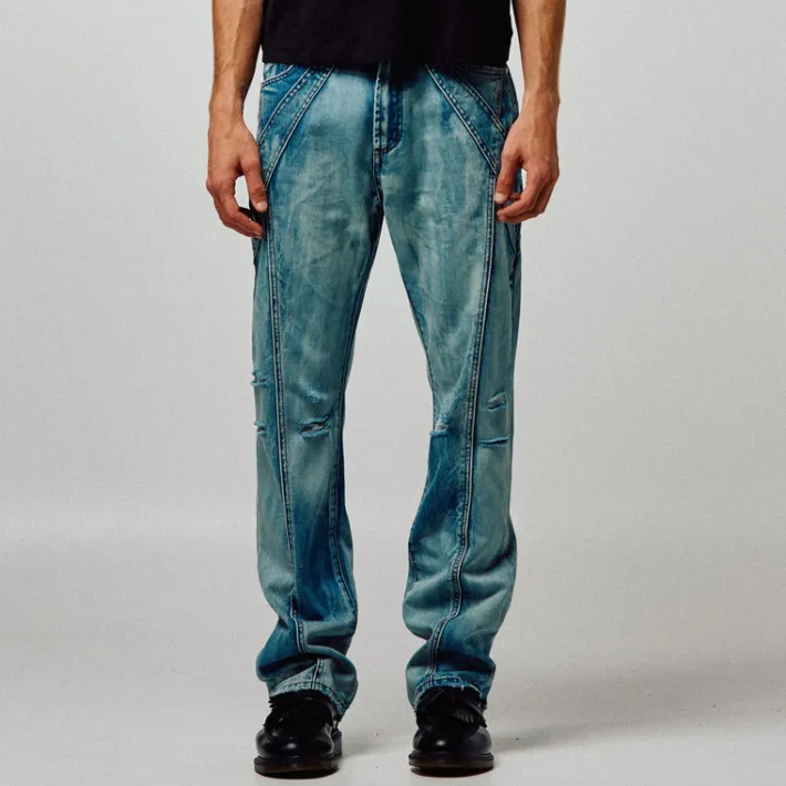 Clearance Homme + Femme Panel Wash Denim Blue