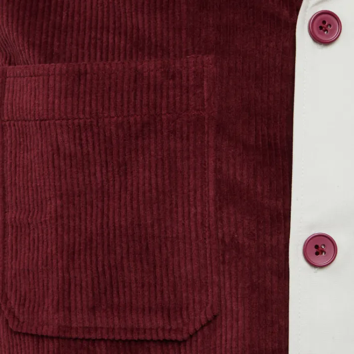 Fashion Homme + Femme Paneled Corduroy Shirt Maroon