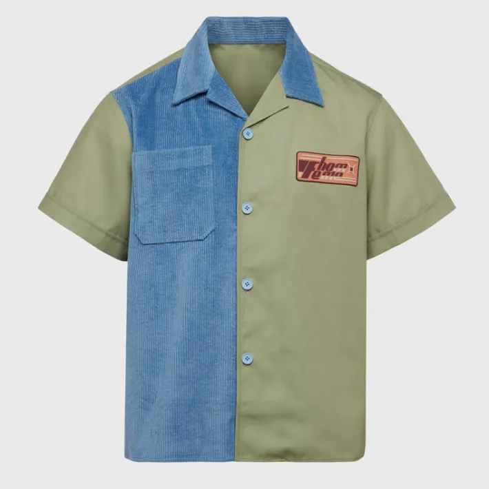 Online Homme + Femme Paneled Corduroy Shirt Sage
